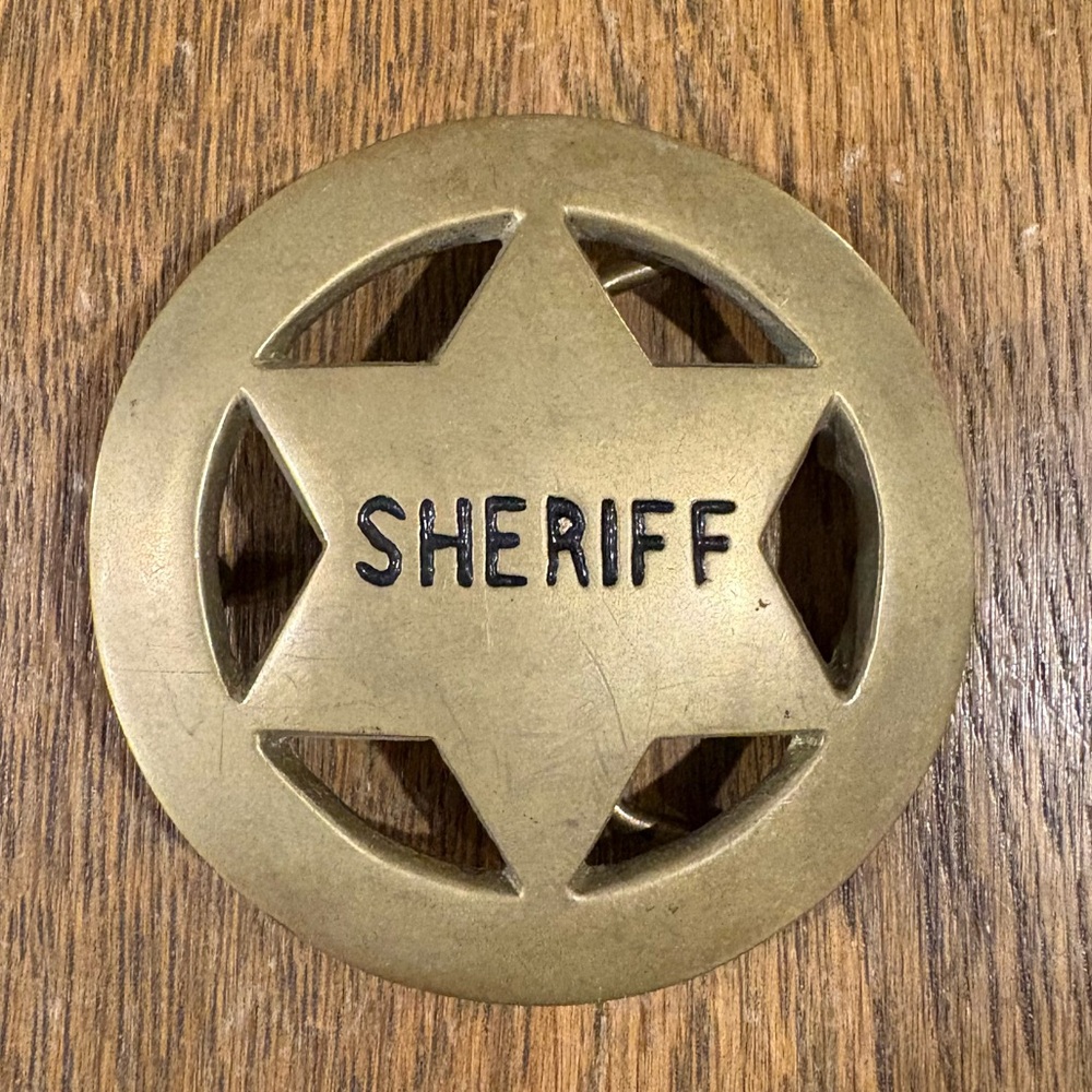 Vintage Sheriff Solid Brass Belt Buckle 644 Taiwan